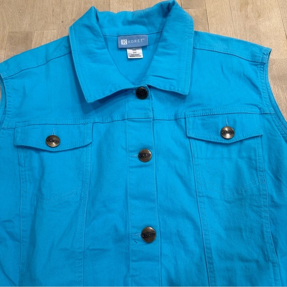 Koret Women's Light Blue Denim Vest Size 24W Teal Aquamarine Western Cottage - Picture 6 of 8